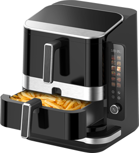 <span class=keywords><strong>Friteuse</strong></span> à <span class=keywords><strong>air</strong></span> 3 en 1 à <span class=keywords><strong>double</strong></span> empilage de grande capacité 10L 2800W avec plaque à pizza et écran pliable, vente chaude - Product Image 4