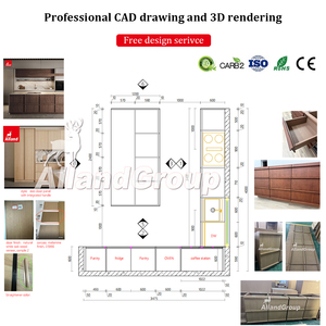 Aparador Alland Wabi Sabi Nuevo, Estilo Natural Delgado, Chapa de Madera de Nogal <span class=keywords><strong>Americano</strong></span> Oscuro, Mueble de Cocina Japandi con Isla de Mármol - Product Image 5