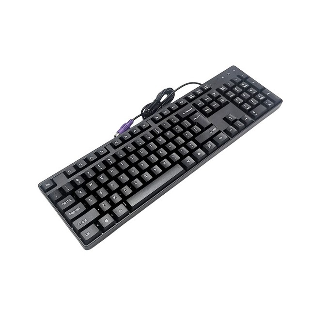 Ergonomic 104-Key Wired Gaming Keyboard PS2 Port Factory Price Splash-Proof Design Numeric Keypad English Language for Desktop