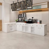 Café moderne Mobilier Intérieur Thé au lait Boutique Réception Café Table de bar en bois Café Comptoir de bar