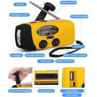Radio d'urgence multifonctionnelle 3-en-1 à manivelle solaire et USB avec alerte météo NOAA, radio AM/FM, lampe torche LED et chargeur de téléphone