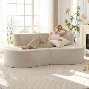 Sofá Modular Seccional para Sala de Estar, Diseño sin Respaldo con Borde Redondo, Espuma Viscoelástica Comprimida - Product Image 1