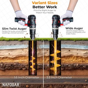 NAFOGAR Garden <strong>Auger</strong> <strong>Drill</strong> <strong>Bit</strong> Planting 1.6x16.5 3.5x16 Painted Finish 3/8 Inch Hex Drive for Spiral - Product Image 6