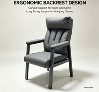 Chaise de mahjong ergonomique et durable avec dossier haut, coussin en éponge épaisse, fauteuil en métal pour salle de jeux, salle à manger, lecture