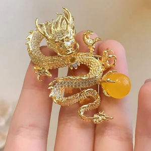 男性または女性のための18Kゴールドメッキ中国干支ドラゴンフライブローチファッションジュエリーブローチ - Product Image 6