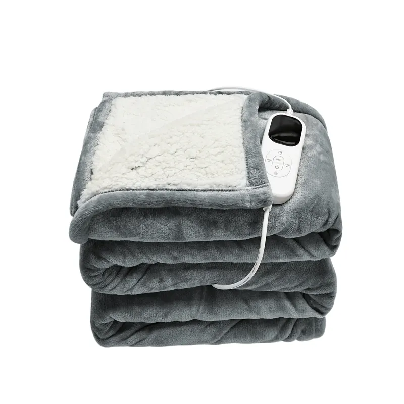 Selimut pemanas listrik flanel yang bisa dicuci dengan mesin, selimut penghangat dengan 6 tingkat pemanas & Kok otomatis