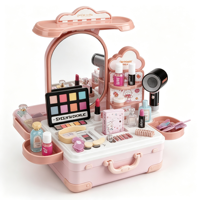 Valise de maquillage en plastique pour enfants, jeu de simulation de salon de beauté, 37 pièces, mini coiffeuse, ensemble de jeu de rôle pour filles