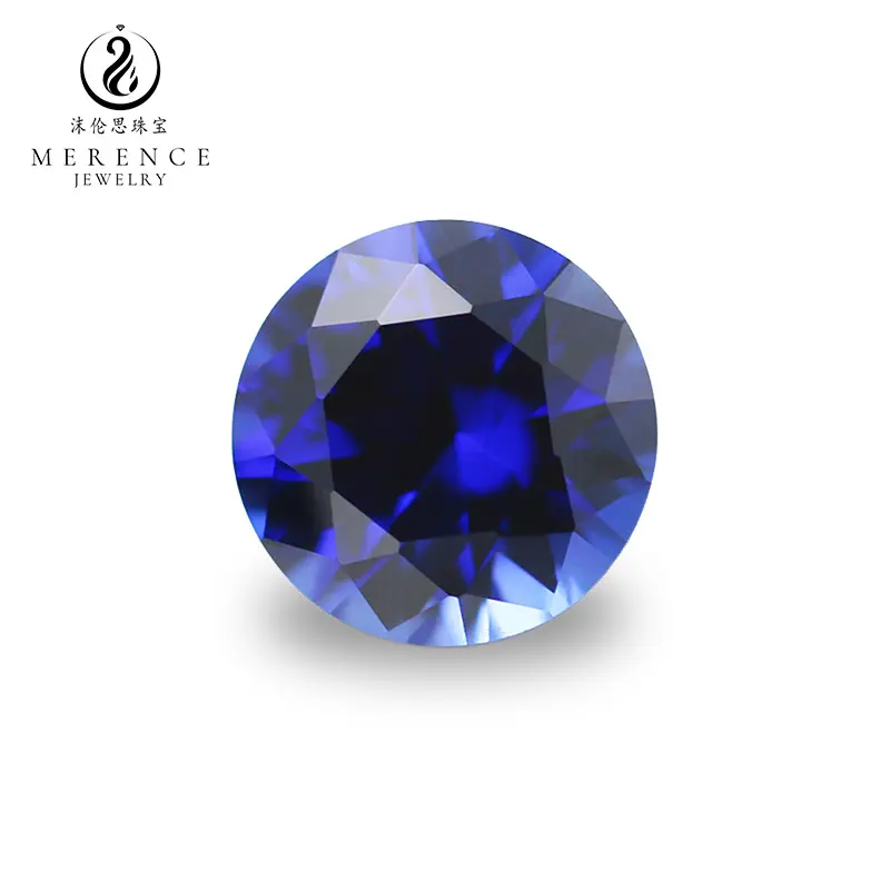 Merence – vente d'usine de bijoux, saphir bleu rond, corindon bleu, pierre précieuse en vrac 34 # corindon bleu