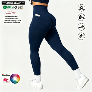 Leggings de <span class=keywords><strong>yoga</strong></span> taille haute sans coutures, effet ventre plat et push-up, avec poches, couleur unie, pour femme, idéal pour la gym et le fitness - Product Image 1