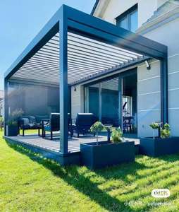 Pergola in Alluminio per Esterni, Padiglione per Terrazza 3x3 3x4 6x3, Bioclimatica Personalizzata con Persiane Impermeabili e LED - Product Image 5