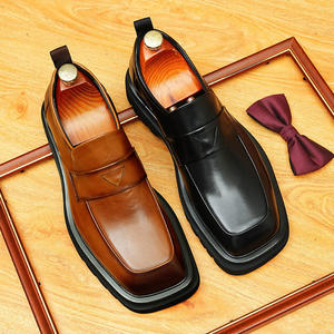 Chaussures Oxford habillées en cuir véritable pour hommes, style britannique, à enfiler, pointues, respirantes, imperméables, avec soutien de la voûte plantaire, grande taille, collection automne - Product Image 2