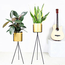 Support de pot de fleurs en métal avec revêtement en poudre, style vintage, pour intérieur/extérieur, avec éclairage LED pour jardin - Product Image 2