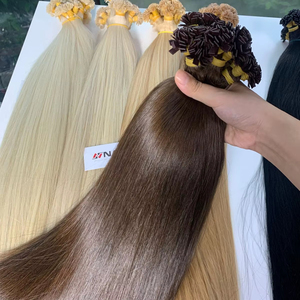 Extension de cheveux humains vietnamiens kératine brute pointe plate couleur brun foncé prix de gros 60cm Super beauté - Product Image 1