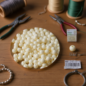 Perline Ilan Abalorio 8mm in Tinta Unita per Creazione di Gioielli - Product Image 3