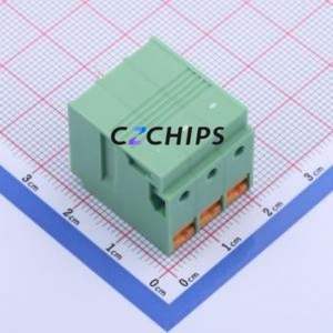 KF207RB-6.35-3P Spring Terminal Block Bent Lead Through Hole,P=6.35mm Connector 1x3P 6.35mm Green 3P - Product Image 2