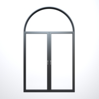 Ventana Abatible de Aluminio con Vidrio Esmerilado con Patrón de Arco Francés Vintage, Anti-UV y Resistente a la Oxidación, para Interiores