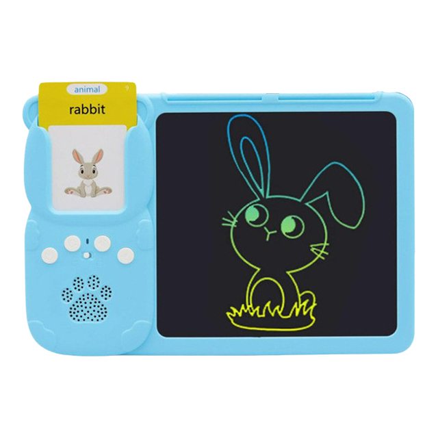 KL Flash Cards LCD Drawing Tablet 255 Cards Arabic English Spanish French German Portuguese Plastic Rechargeable Education