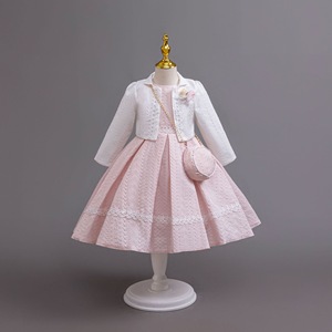 Nuovo Set di Abiti da Principessa per <span class=keywords><strong>Bambina</strong></span> di Alta Qualità ODM, Collo Tondo, Maniche Lunghe, Decorazioni in Pizzo e Paillettes, Lunghezza al Ginocchio - Product Image 5