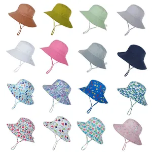 Wholesale Summer Adjustable Colorful Toddler Fisherman Sun Hat Plain Polyester Cotton Baby Children Kids Bucket Hat