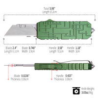 Couteau utilitaire en alliage d'aluminium vert TGZUO, couteau de poche CNC avec brise-vitre, équipement tactique EDC