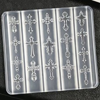 Moule à ongles en silicone 3D motif croix gothique, moule à ongles punk sombre, moule en silicone pour nail art avec motif croix en relief