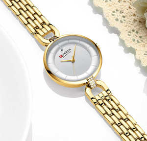 Montre CURREN 9052 pour femme, double calendrier, étanche, lumineuse, cadran rond, bracelet en acier inoxydable, montre à quartz pour femme - Product Image 5