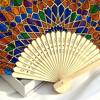 Éventail pliant décoratif en bambou sculpté sur mesure, avec face imprimée, souvenir de mariage ou de fête