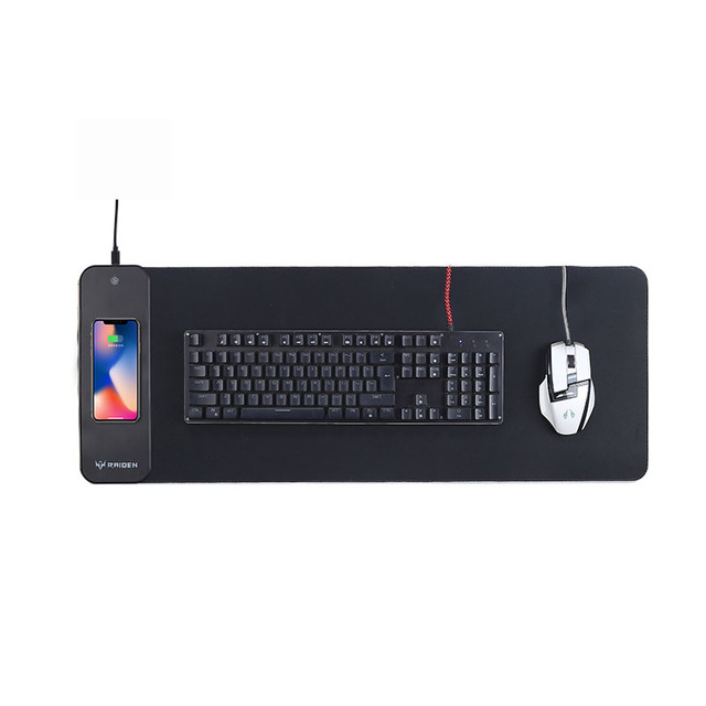 Custom RGB LED Light Gaming Desk Mat Pad Mats With Wireless Charger Charging Mousepads