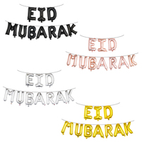 Ensemble de 10 ballons en feuille de lettres Eid Mubarak de 16 pouces pour la décoration de fête de l'Aïd Ramadan, décoration Globos