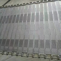 Cintas transportadoras de cadena perforada de acero inoxidable personalizadas para lavado y secado industrial de alimentos, con bisagras para chatarra.