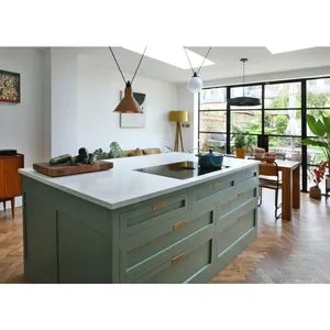 Заводская цена, современный роскошный модульный шейкер в американском стиле, классический деревянный кухонный шкаф с кухонным островным дизайном