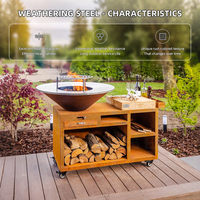 CRUISE Barbecue d'extérieur en acier Corten, Brasero, Grille de barbecue au charbon de bois, Brasero extérieur en acier Corten