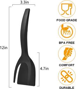 Espátula multifunción 2 en 1 con agarre y tapa de silicona, cocina, tortitas, pan, abrazadera, herramienta para barbacoa, pinzas, espátula para huevos - Product Image 4