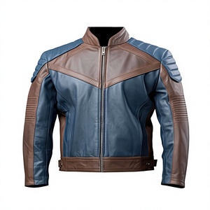 Blouson aviateur en cuir de vachette pour homme, col rabattu, fermeture éclair, style vintage, coupe classique, pour l'automne - Product Image 1