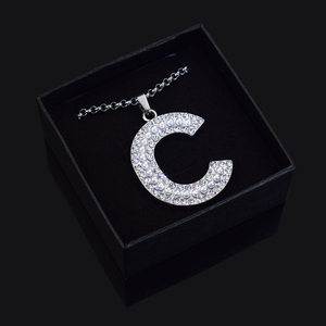 Collana di A-Z iniziale neutra gioielli in argento con perle di grandi lettere di strass Hip Hop alla moda - Product Image 2