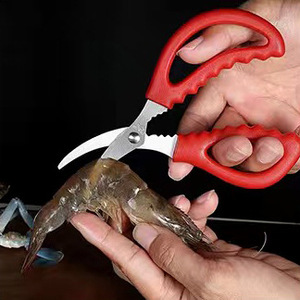 Stainless Steel Shrimp Deveining Scissors Red Ultra Sharp Kitchen Tool For Seafood Preparation - Product Image 5