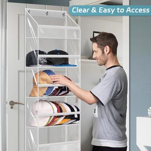 Clear Over the Door <b>Hat</b> Rack PVC Organizer for Baseball Caps Wall Mount Storage <b>Holder</b> White - Product Image 5