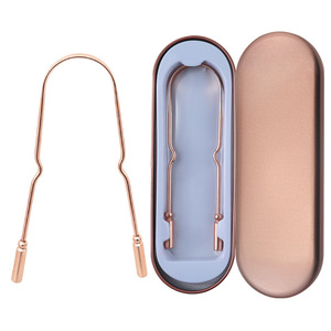 Brosse à gratter la langue en forme de U, finition cuivre, en acier inoxydable, pour une haleine fraîche, écologique, réutilisable, portable, pour usage quotidien buccal - Product Image 2