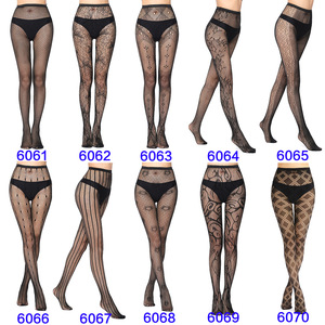 Wz28 hợp thời trang Jacquard Fishnet vớ xuyên biên giới mới dọc dệt kim liền mạch Vớ lụa đen chấm tình yêu hổ - Product Image 5