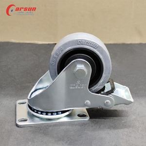 Mittelgroße 3-Zoll Antistatische Leitfähige TPR-Stahlplatten-Lenkrollen mit Bremse, Weiches Rad, Anpassbar, OEM 75mm Kugellager Gewinde - Product Image 2