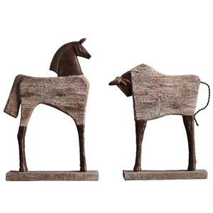Figura rústica de caballo y buey, artesanía de resina, decoración para sala de estar, adorno de animales, regalo de inauguración de casa - Product Image 5