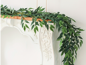 Feuilles de Saule Artificielles Brindilles de Vigne 2Pcs 6Ft Faux Plante Suspendue Soie Saules Feuille Lierre Guirlande Faux Italien Ruscus Verdure - Product Image 6