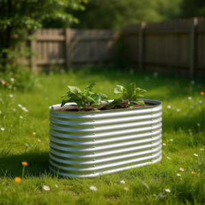 Fioriera rialzata in acciaio zincato argentato 63x31.5x31.9 pollici per edifici da giardino - Product Image 2