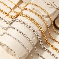Chaîne croisée O Link imperméable |   Chaîne à maillons ronds en acier inoxydable plaqué or 18 carats PVD pour la création de colliers et bracelets DIY