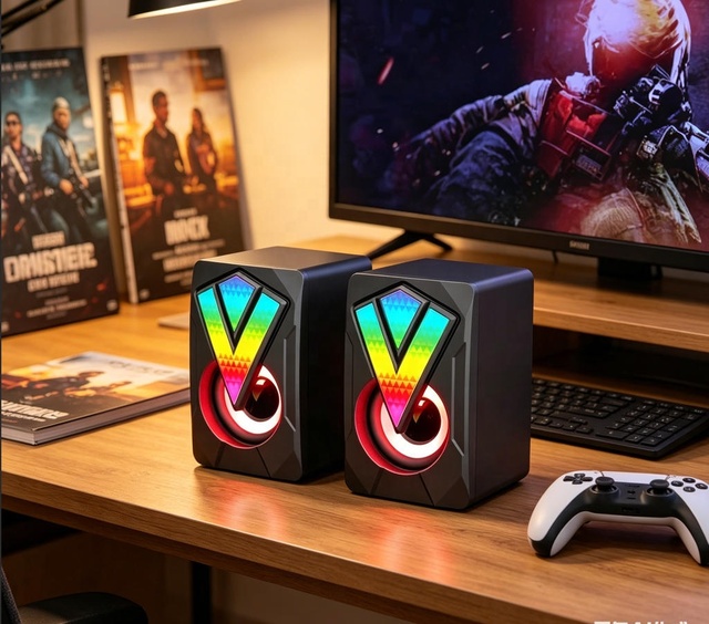 Ultra Cheap RGB Gaming Speaker USB Powered 360° Surround HiFi Speaker Desktop Mini Subwoofer Speaker for Computer Laptop HomeUse