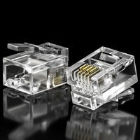 Connecteur de câble de combiné téléphonique RJ9 RJ11 4P4C prise modulaire avec contacts plaqués or pour communication vocale cristalline