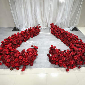 DKB fábrica bajo precio personalizado rojo seda Rosa flor arco lujo corazón propuesta telón de fondo Decoración - Product Image 6
