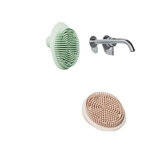 Brosse de bain en silicone pour bébé October Crystal, vert menthe, pour l'élimination des croûtes de lait et le bain des tout-petits - Product Image 1