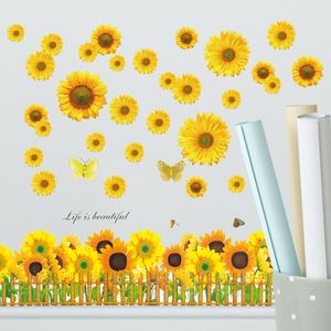 Nouveaux autocollants muraux décoratifs tournesol 3D en PVC auto-adhésifs pour salon, chambre, décoration intérieure, cadeaux, vente en gros - Product Image 3
