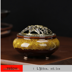 Brûleur d'encens en céramique LAMDAWN pour cônes de sauge, support de combustion de charbon de bois avec pot en résine, bois de santal et autocollants - Product Image 2